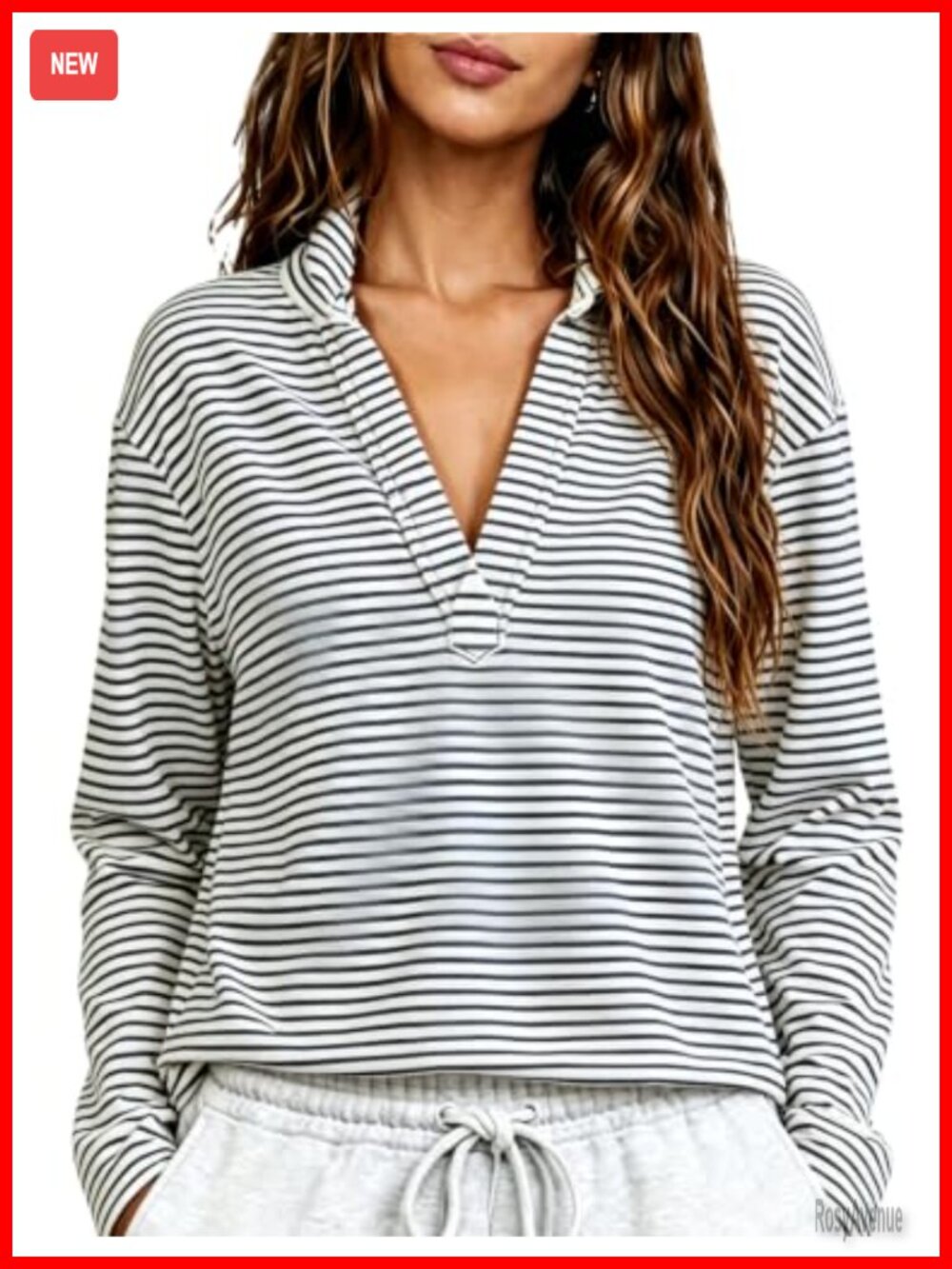 V Neck Henley Sweatshirt Pullover Casual Long Sleeve Cropped Raw Hem